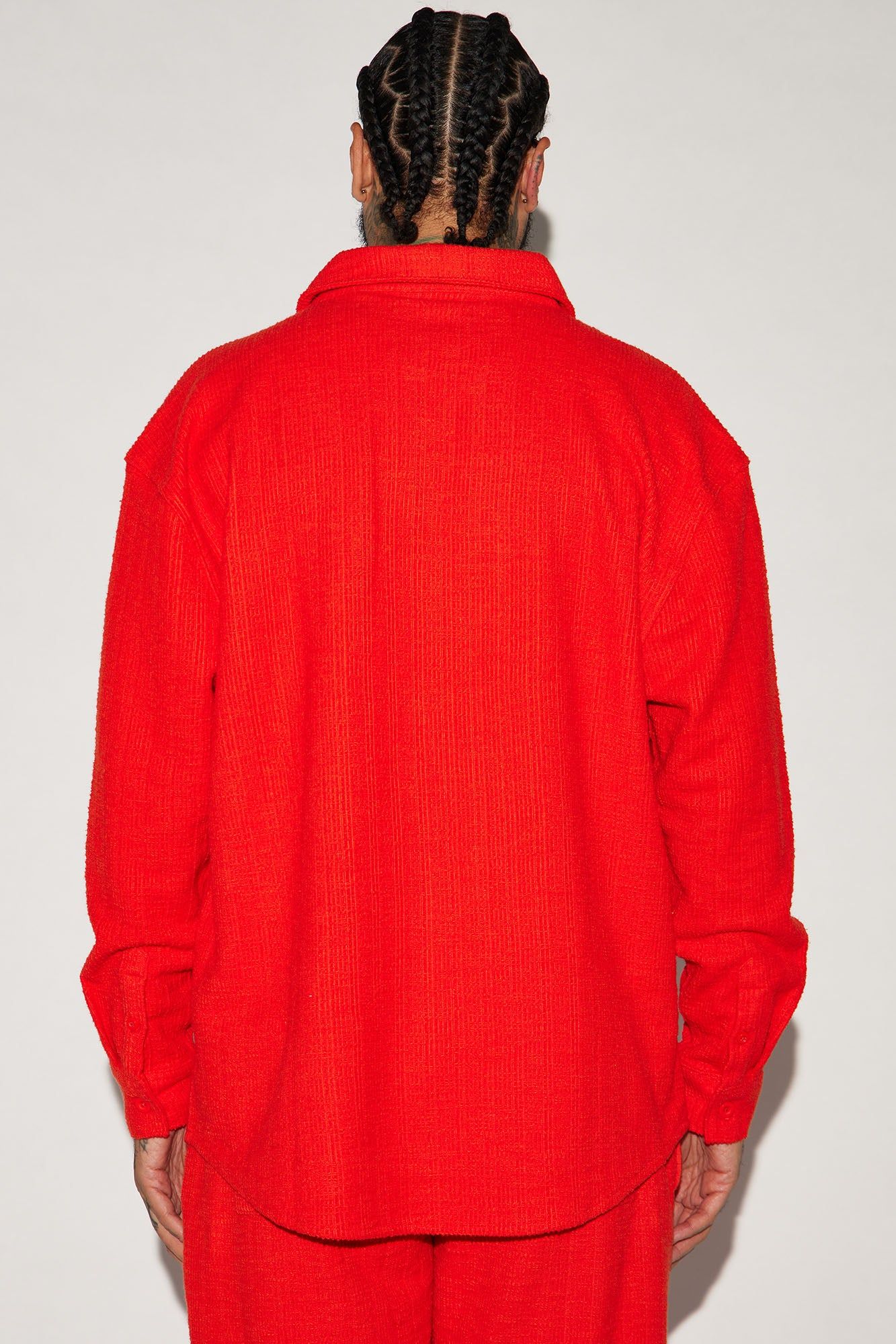 Dean Textured Long Sleeve Button Up Shirt - Red sold by Fashion Nova product image thumbnail 4