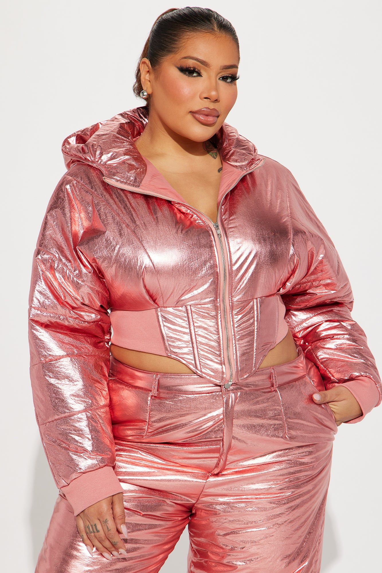 In the Snow Puffer Pant Set - Pink sold by Fashion Nova product image thumbnail 5