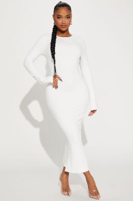 Alyssa Sculpt Backless Midi Dress - Off White sold by Fashion Nova