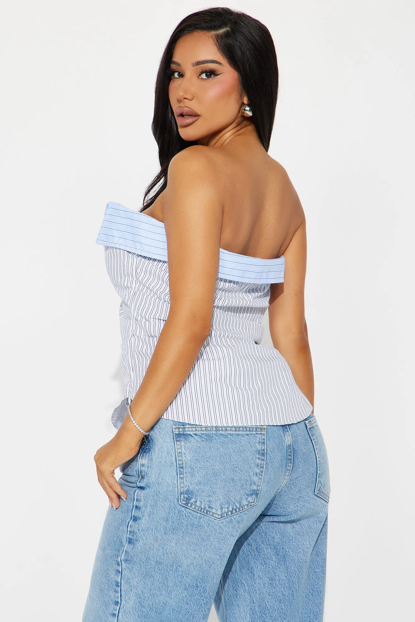 Business Casual Striped Top - Blue/combo sold by Fashion Nova product image thumbnail 3