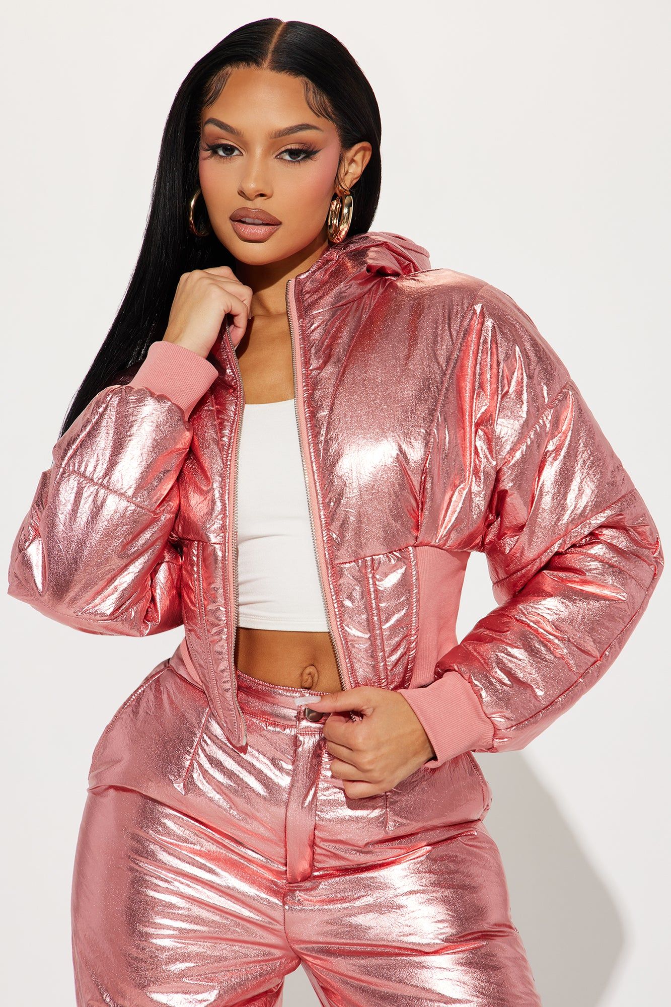 In the Snow Puffer Pant Set - Pink sold by Fashion Nova product image thumbnail 2