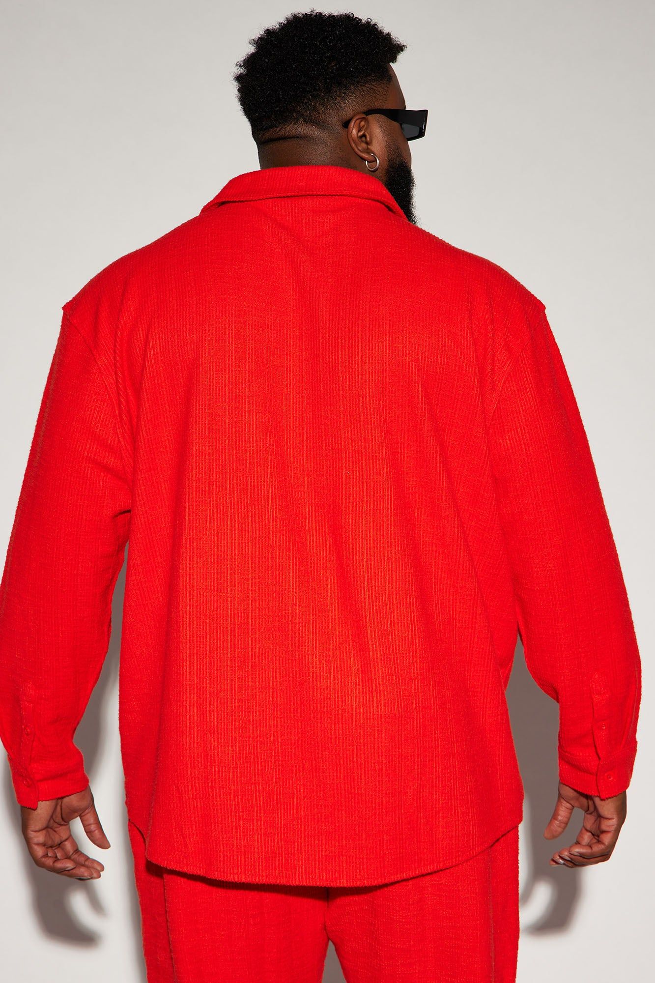 Dean Textured Long Sleeve Button Up Shirt - Red sold by Fashion Nova product image thumbnail 6