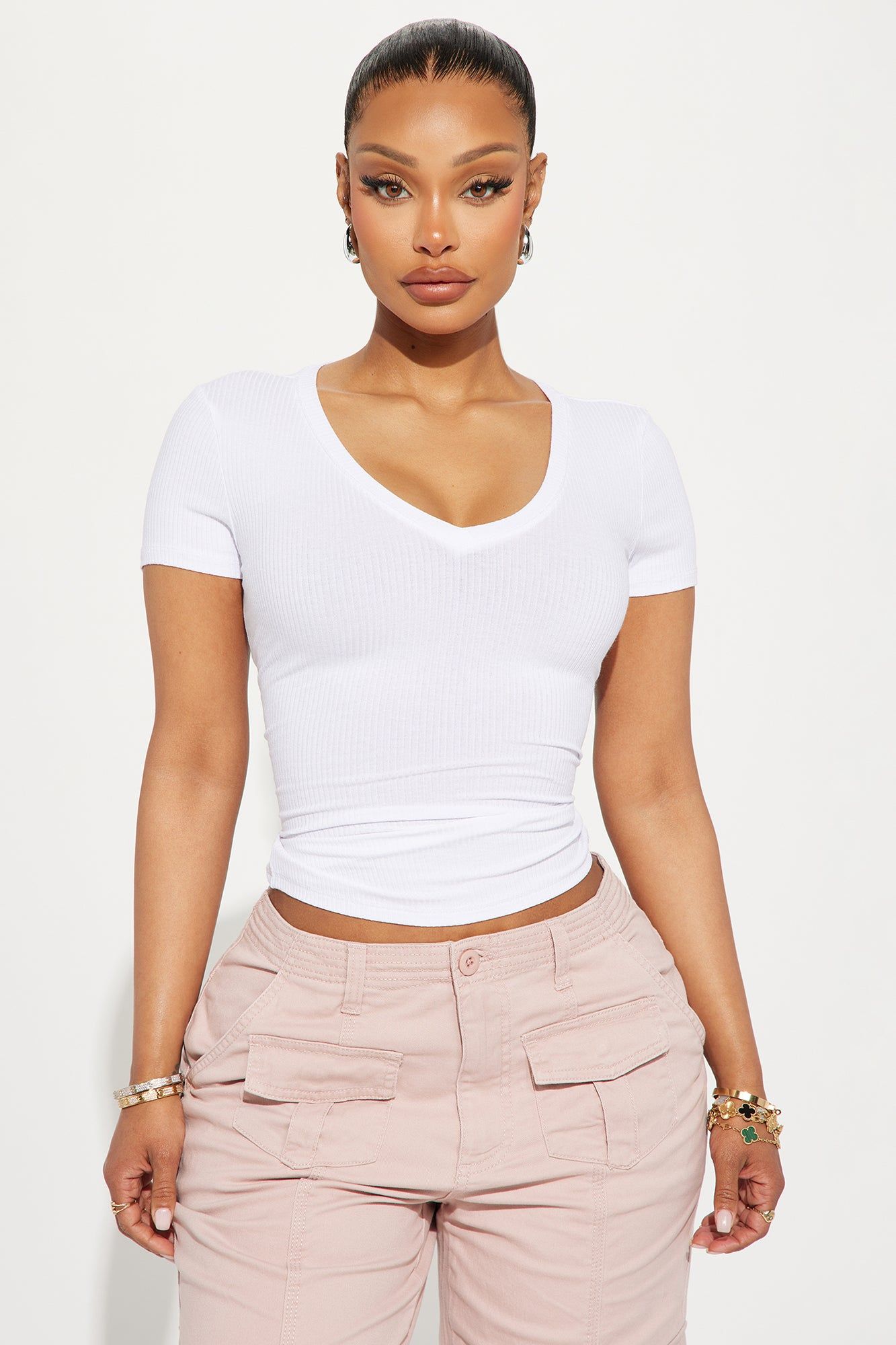 Natalie Ribbed Tee - White sold by Fashion Nova