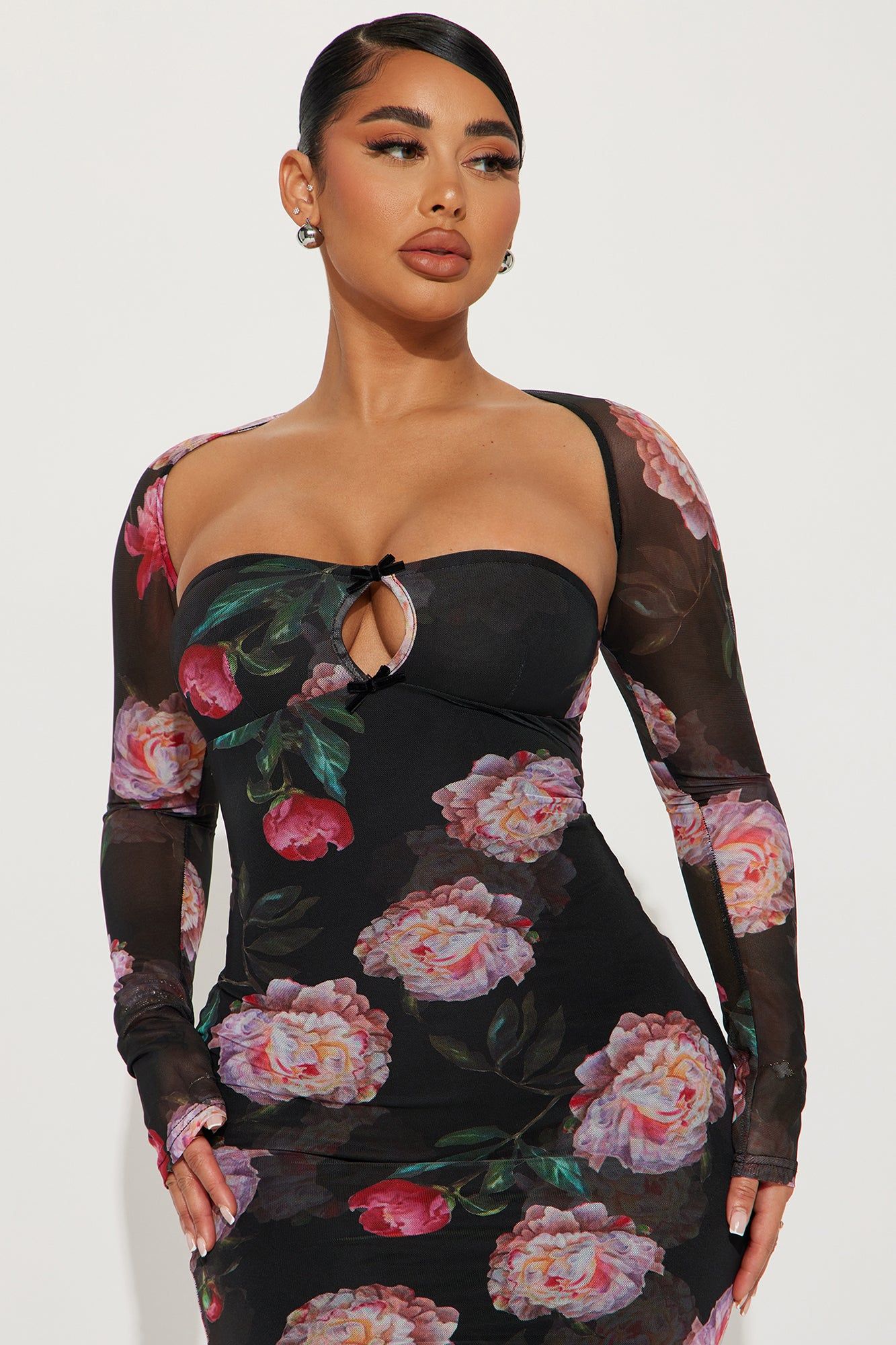 June Bloom Mesh Midi Dress Set - Black/combo sold by Fashion Nova product image thumbnail 2