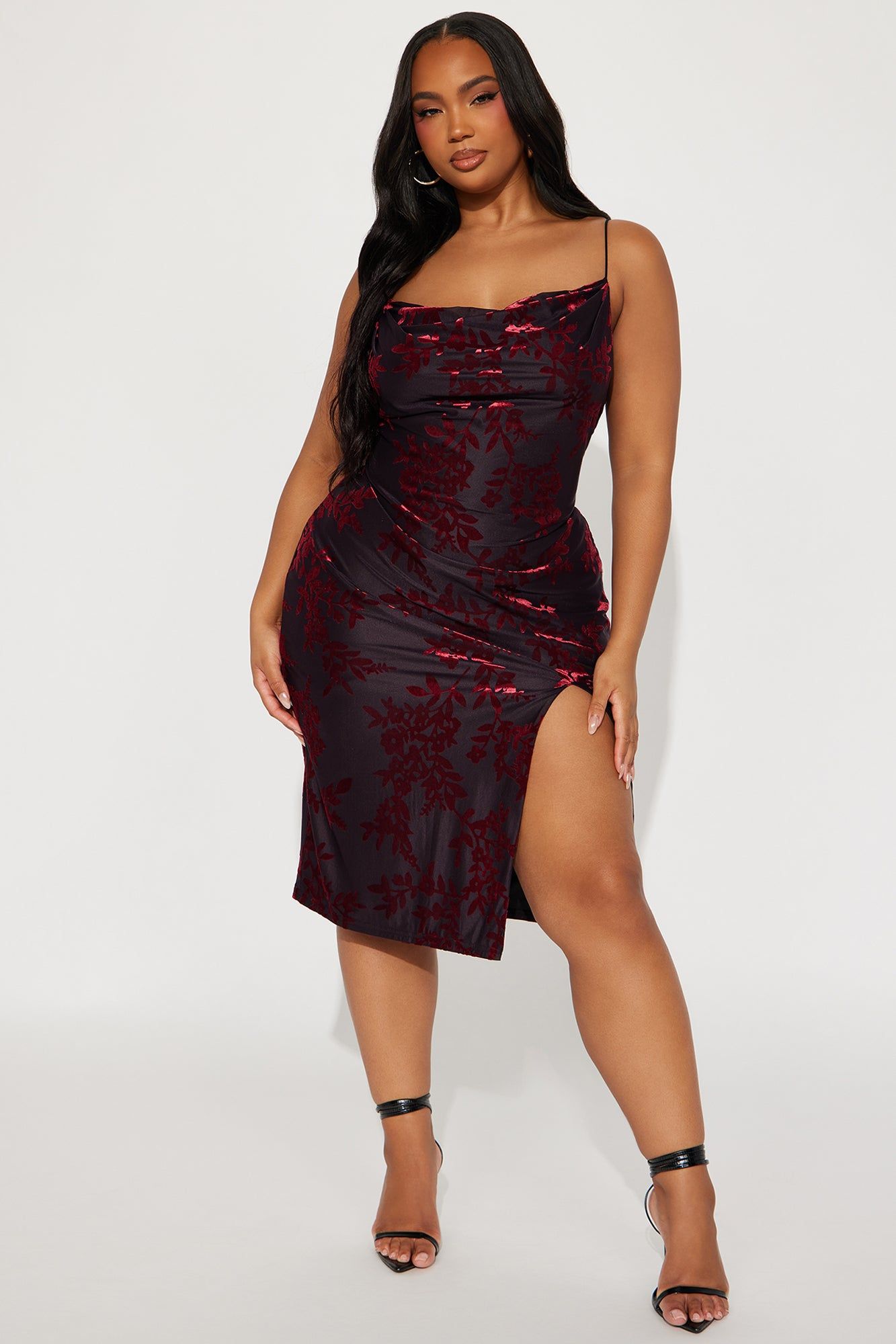 Samantha Mesh Midi Dress - Burgundy sold by Fashion Nova product image thumbnail 4