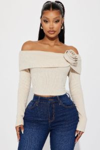 Rosa Off Shoulder Top - Cream sold by Fashion Nova