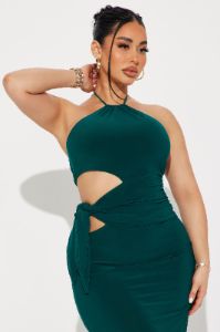 Hallie High Neck Maxi Dress - Hunter sold by Fashion Nova