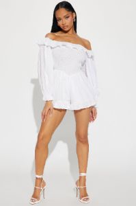 In My Sweet Era Romper - White sold by Fashion Nova