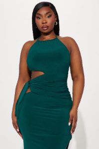 Hallie High Neck Maxi Dress - Hunter sold by Fashion Nova