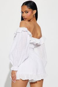 In My Sweet Era Romper - White sold by Fashion Nova