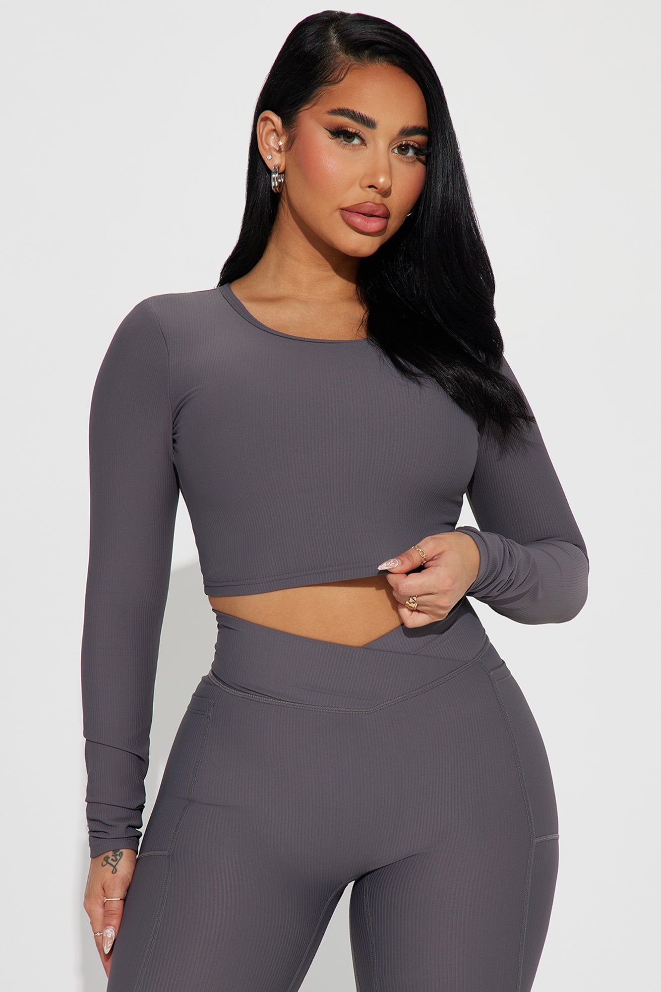 Set Goals Ribbed Active Set - Charcoal sold by Fashion Nova product image thumbnail 2