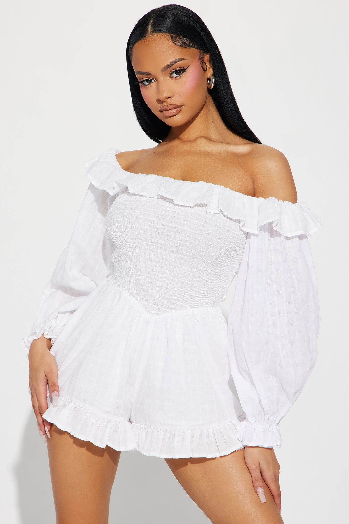 In My Sweet Era Romper - White sold by Fashion Nova