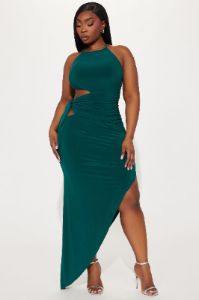 Hallie High Neck Maxi Dress - Hunter sold by Fashion Nova