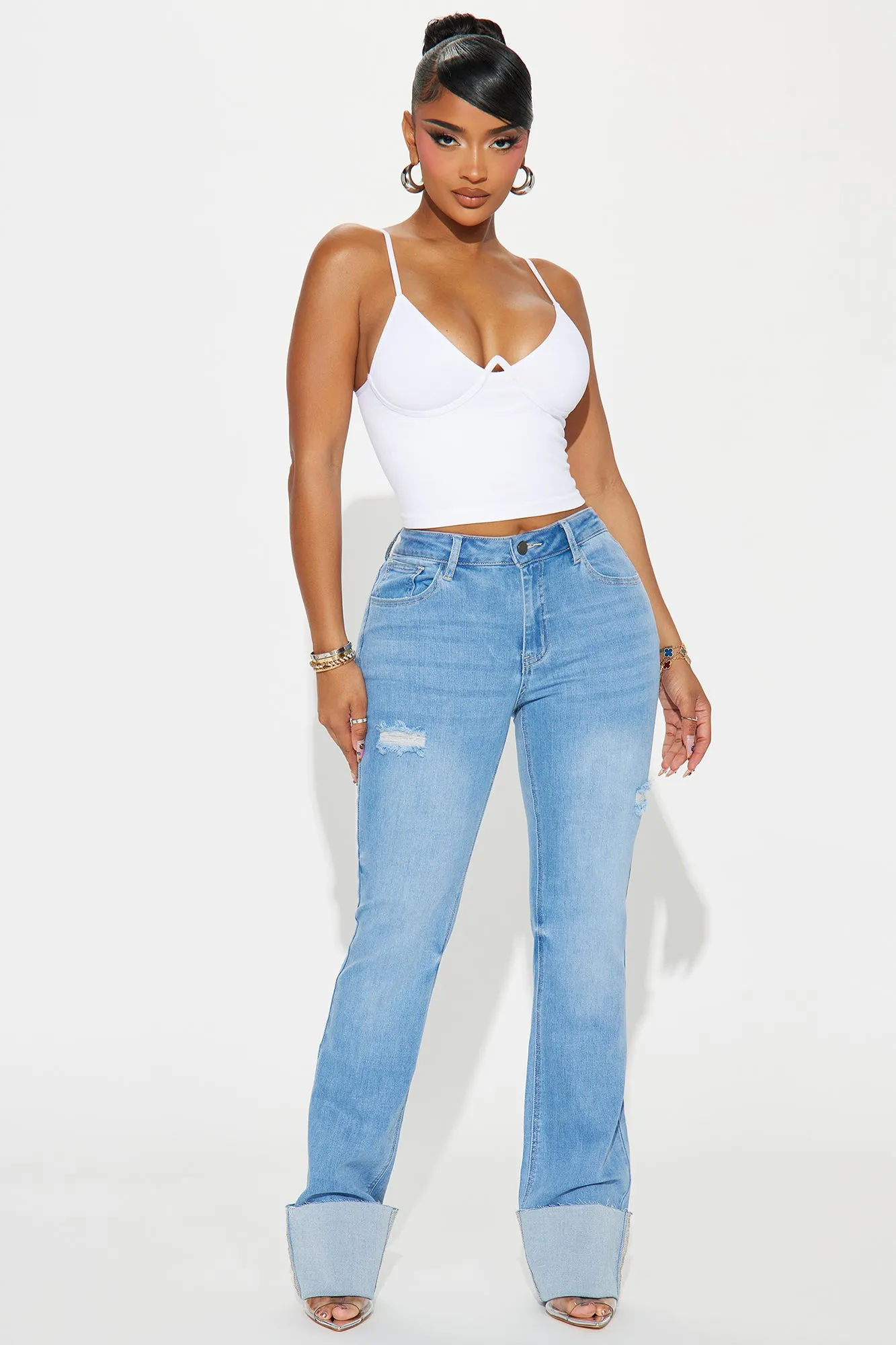 It's Cuffing Season Stretch Bootcut Jeans - Medium Wash sold by Fashion Nova
