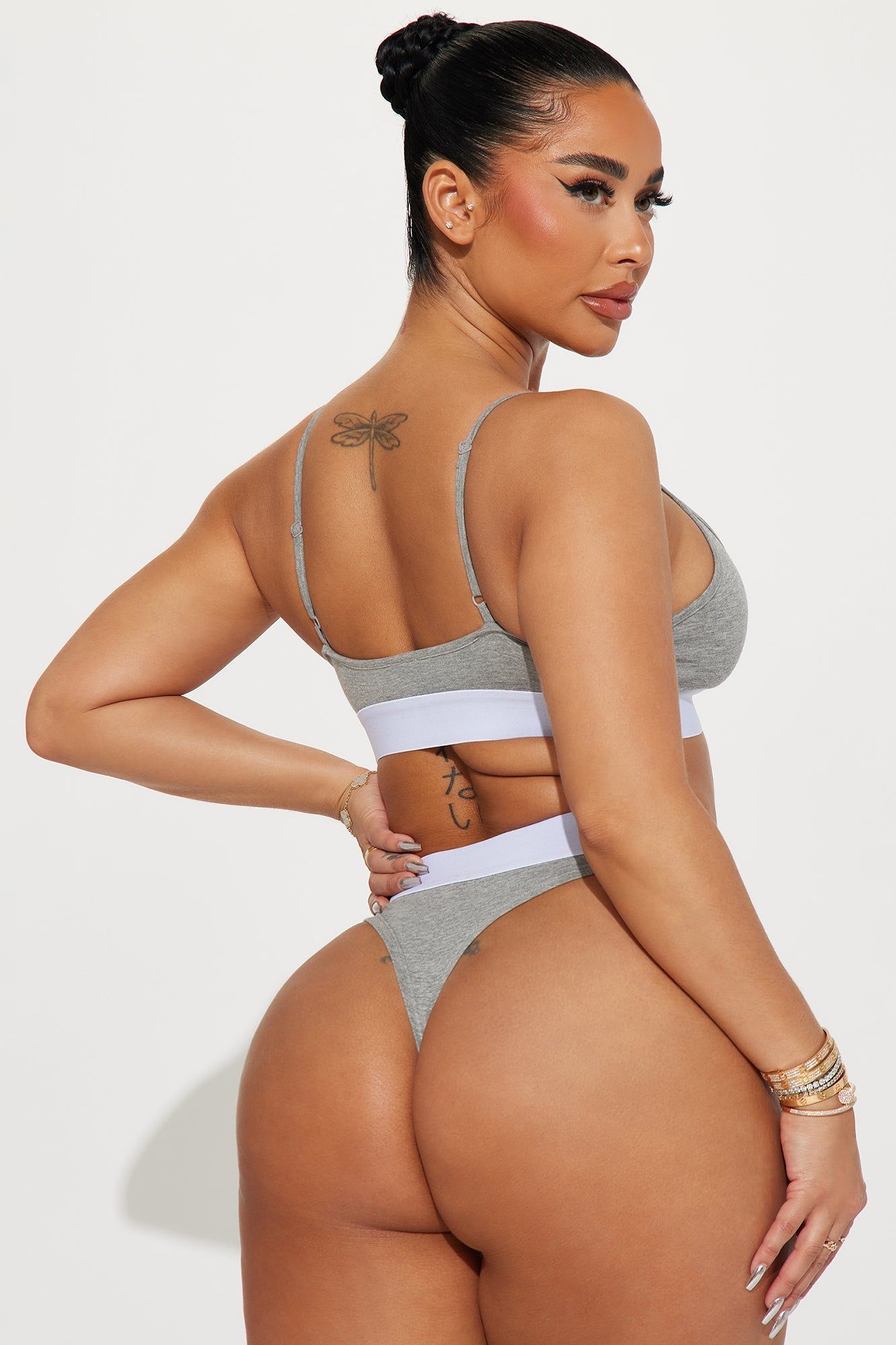 FN Mood Bralette And Thong Set - Heather Grey sold by Fashion Nova product image thumbnail 3
