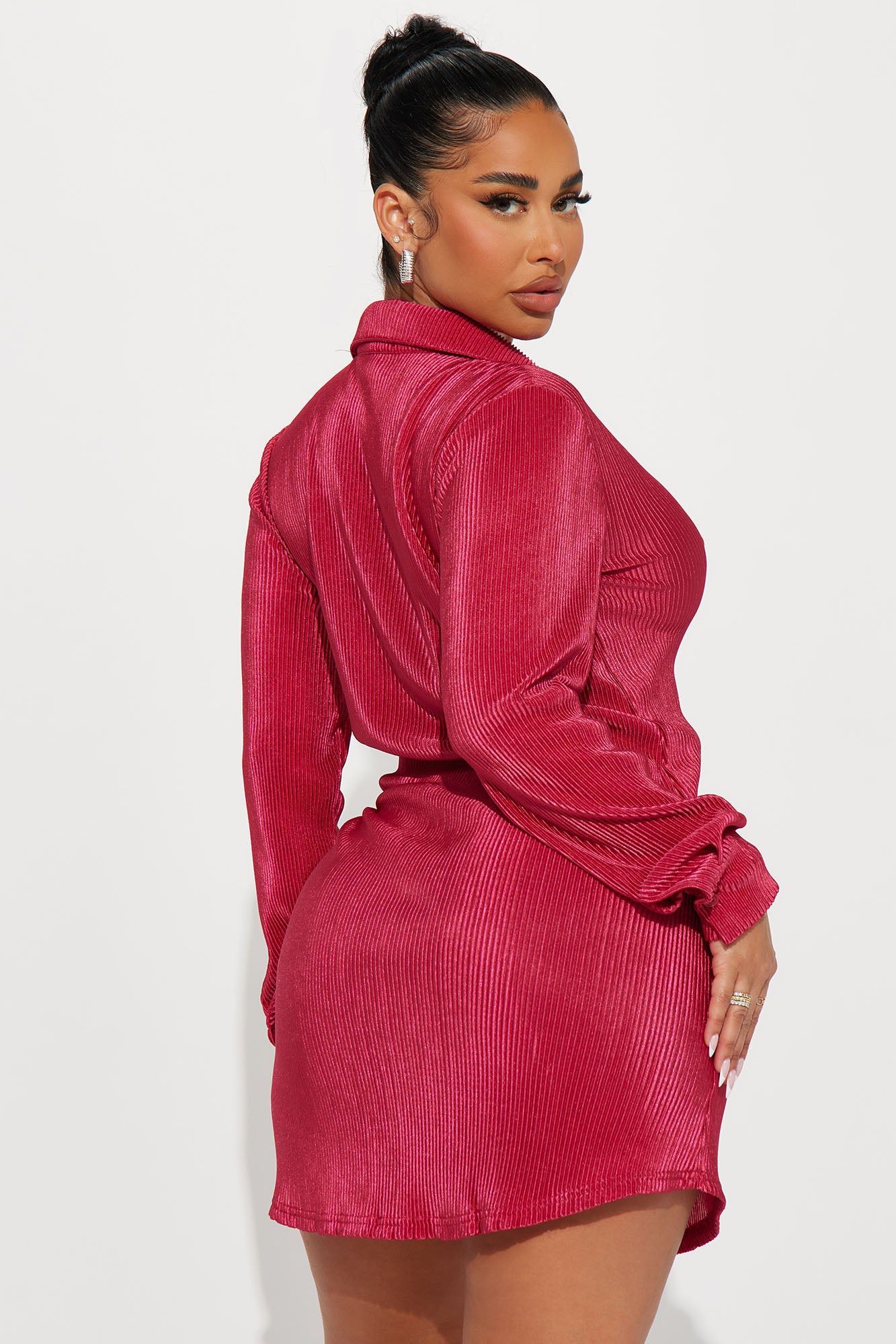 Lisa Plisse Shirt Dress - Red sold by Fashion Nova product image thumbnail 3