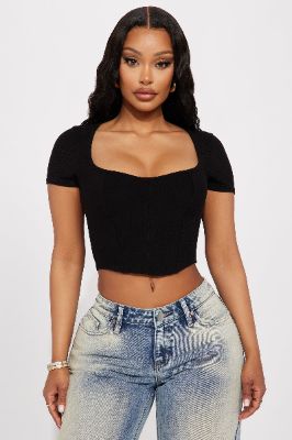 Chelsea Ribbed Top - Black sold by Fashion Nova