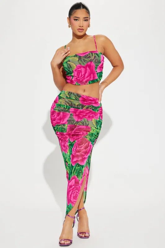 Sweet Blossom Mesh Skirt Set - Pink/combo sold by Fashion Nova