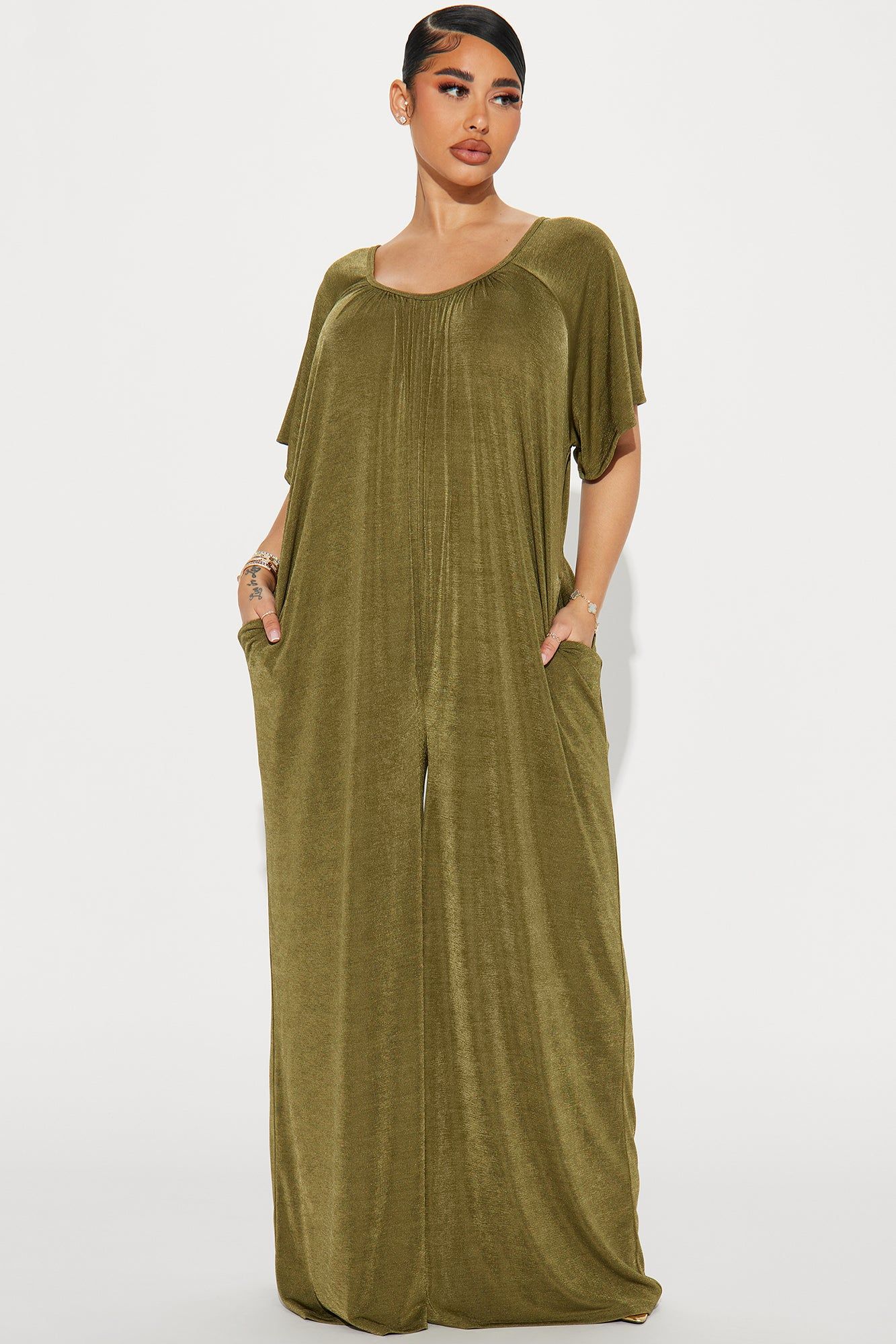 Follow The Rules Jumpsuit - Olive sold by Fashion Nova