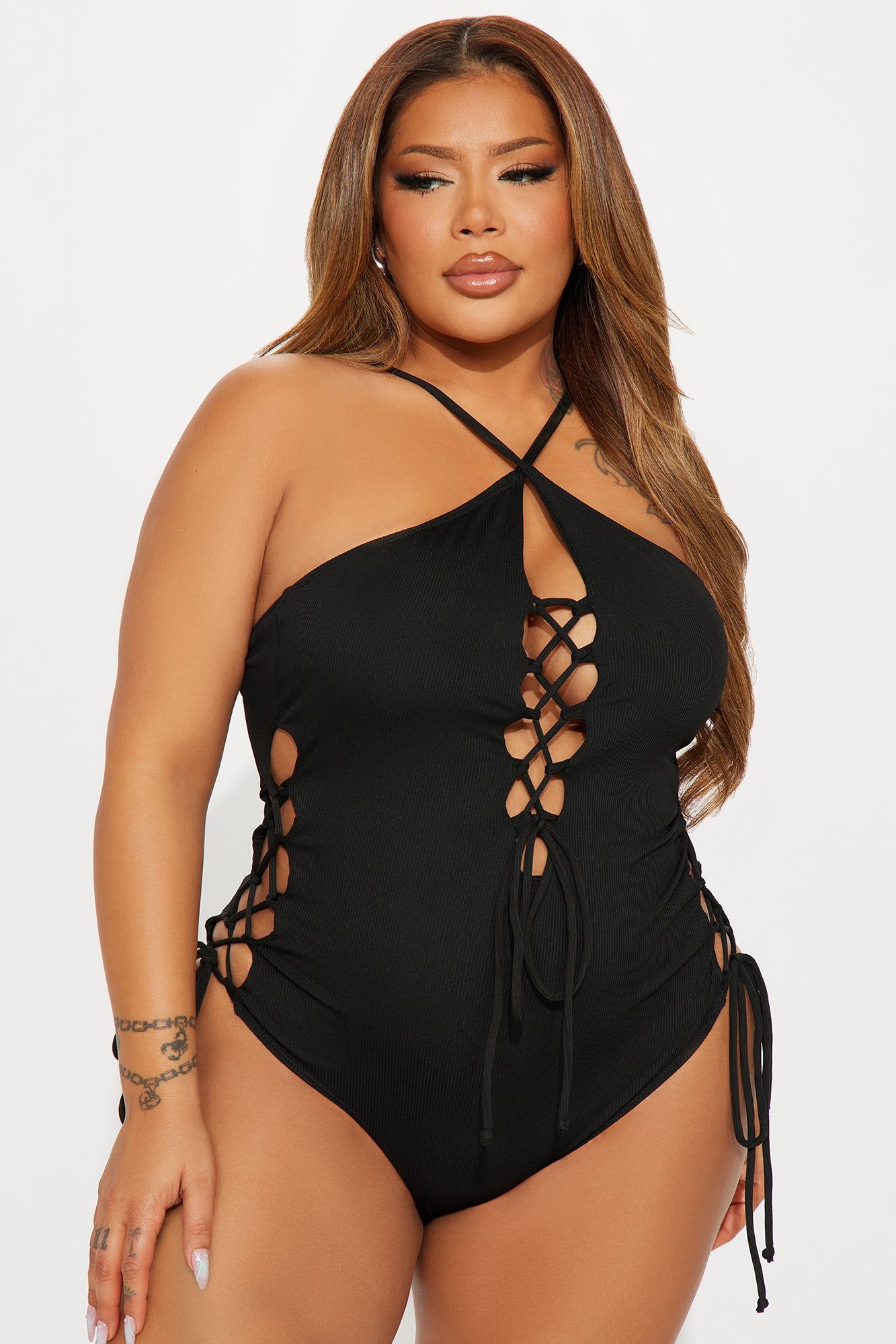 Marielle Lace-Up 1 Piece Swimsuit - Black sold by Fashion Nova product image thumbnail 4