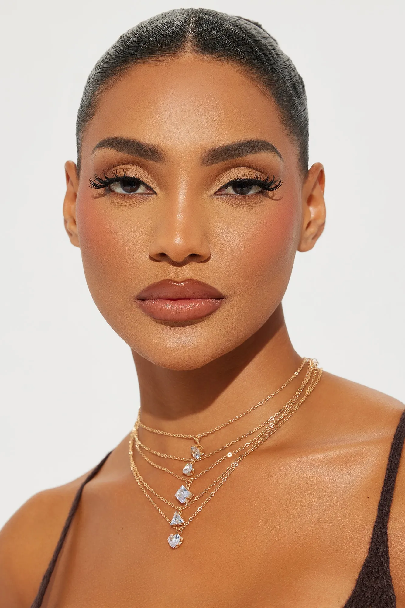 Dropping A Hint Rhinestone Necklace - Gold sold by Fashion Nova product image thumbnail 2