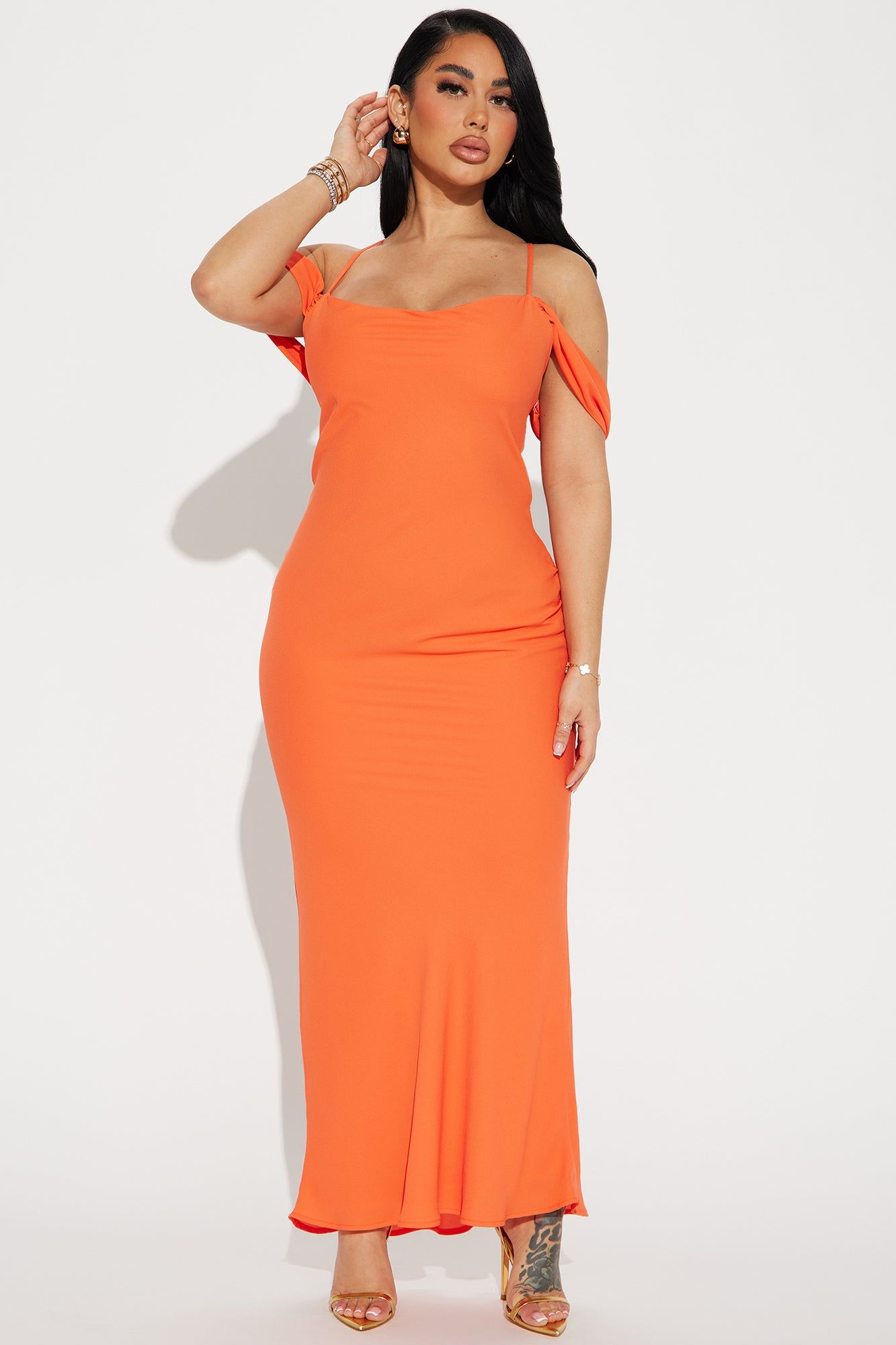 Meet Me In The Garden Chiffon Gown - Orange sold by Fashion Nova