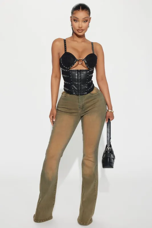 I Don't Mind It Stretch Tinted Flare Jeans - Vintage Wash sold by Fashion Nova
