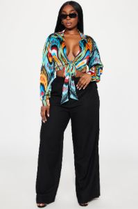Wild Thing Satin Blouse Top - Multi Color sold by Fashion Nova