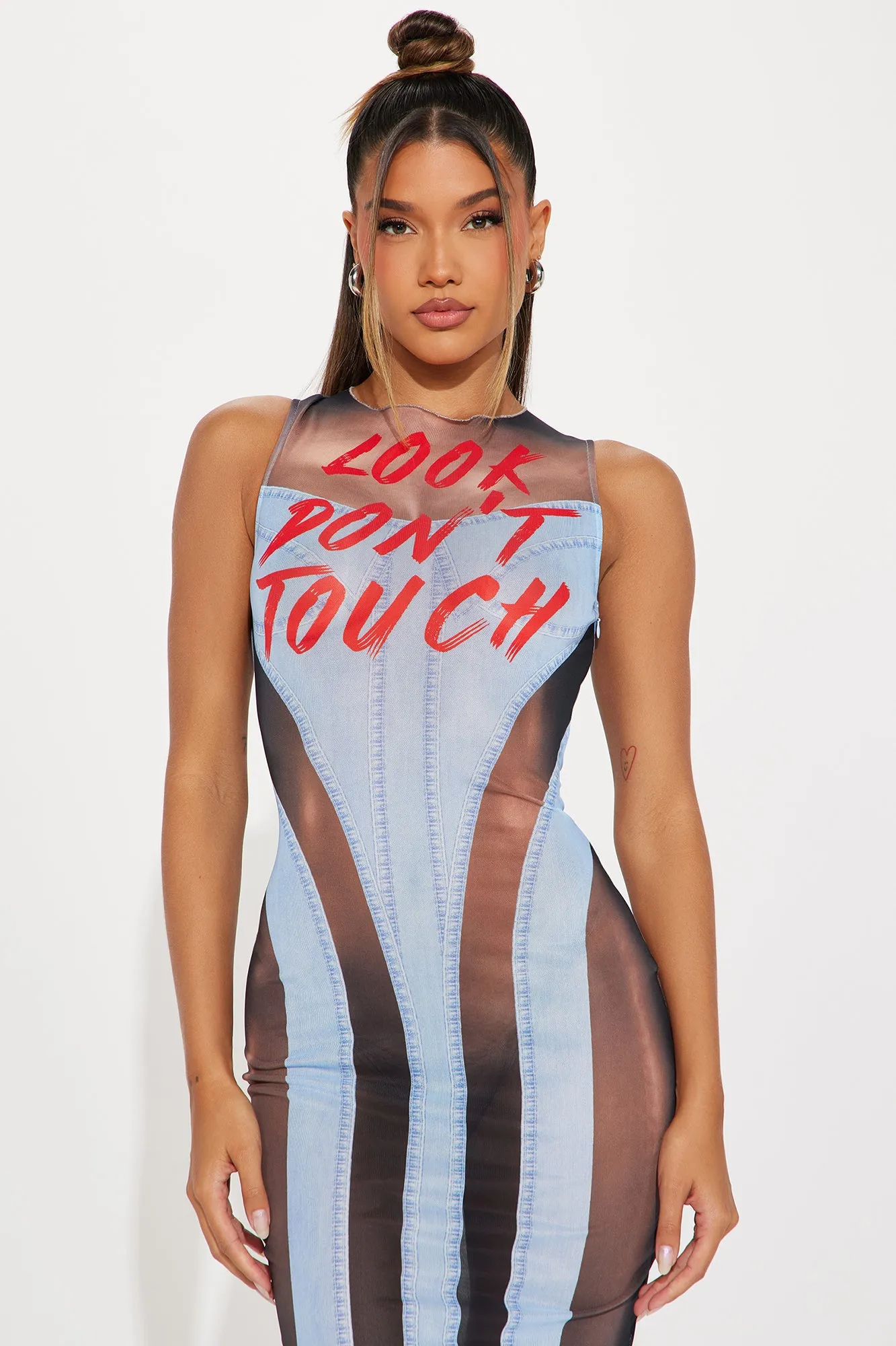 Look Don't Touch Mesh Midi Dress - Blue/combo sold by Fashion Nova product image thumbnail 2