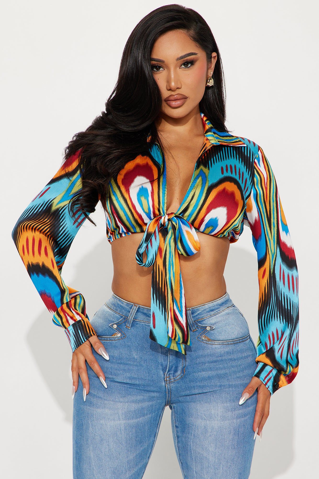 Wild Thing Satin Blouse Top - Multi Color sold by Fashion Nova
