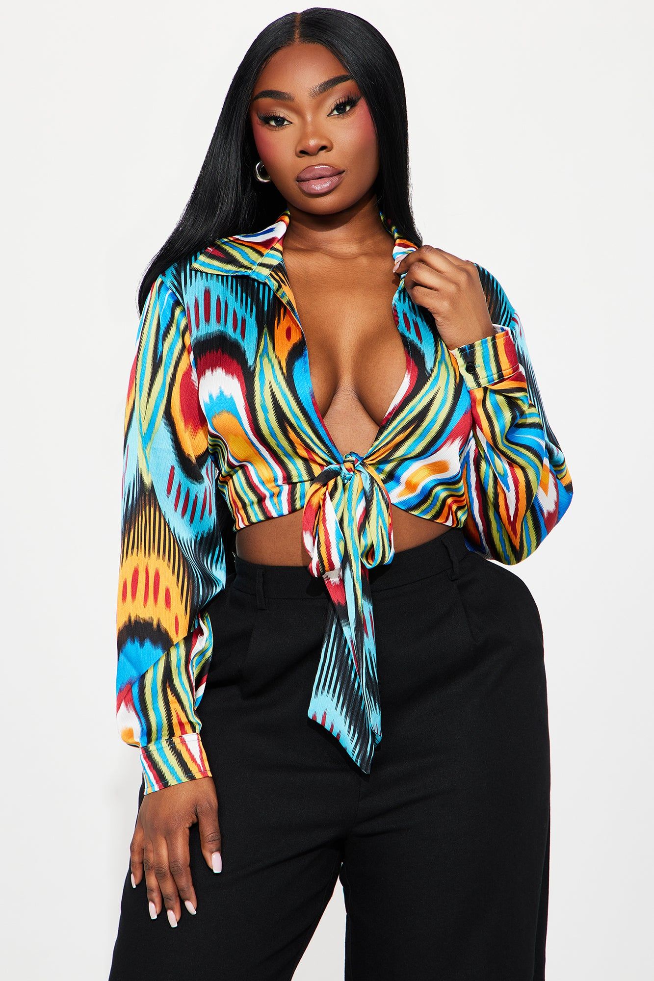 Wild Thing Satin Blouse Top - Multi Color sold by Fashion Nova product image thumbnail 4