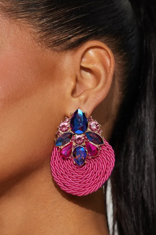 Tropical Spectacular Earrings - Pink/combo sold by Fashion Nova