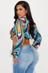 Wild Thing Satin Blouse Top - Multi Color sold by Fashion Nova