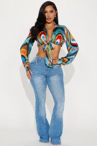 Wild Thing Satin Blouse Top - Multi Color sold by Fashion Nova