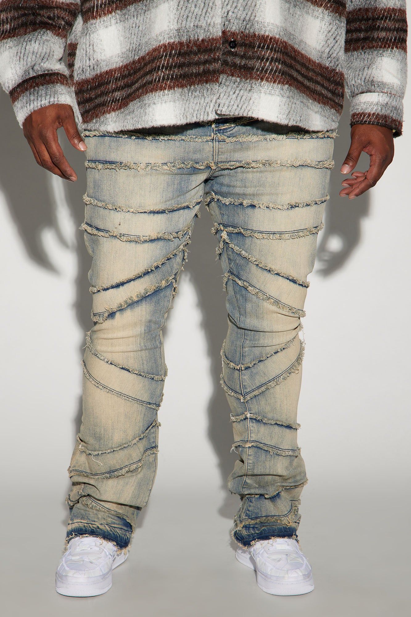 In All Ways Fray Stacked Skinny Flare Jeans - Medium Wash sold by Fashion Nova product image thumbnail 5