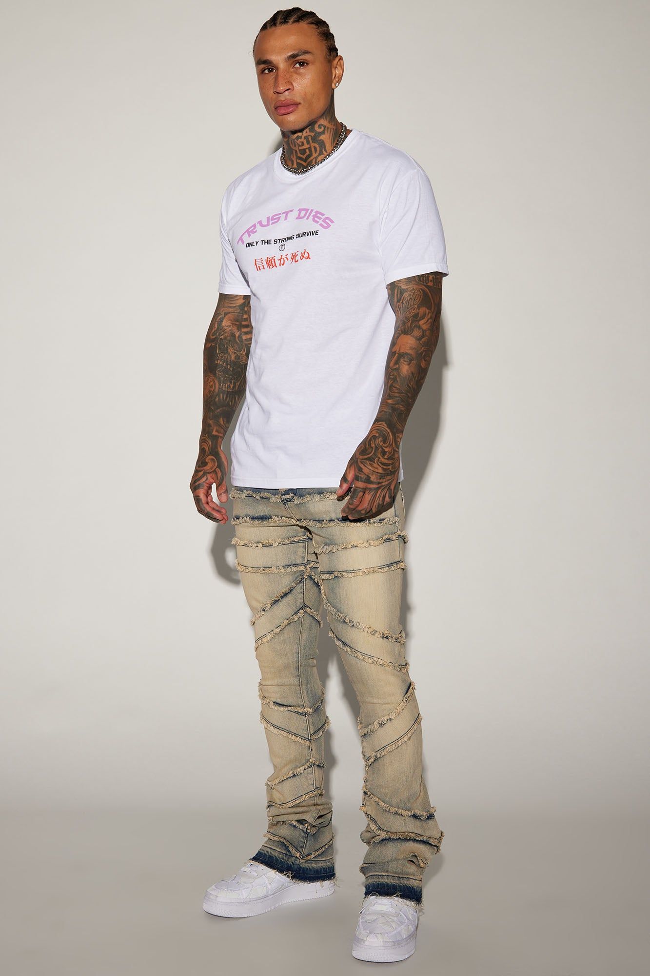 In All Ways Fray Stacked Skinny Flare Jeans - Medium Wash sold by Fashion Nova product image thumbnail 2