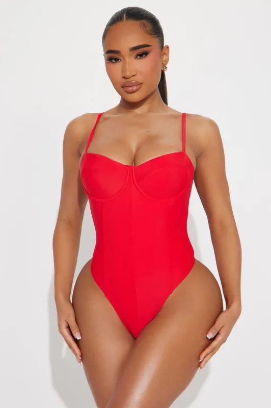 Rory Underwire 1 Piece Swimsuit  - Red sold by Fashion Nova