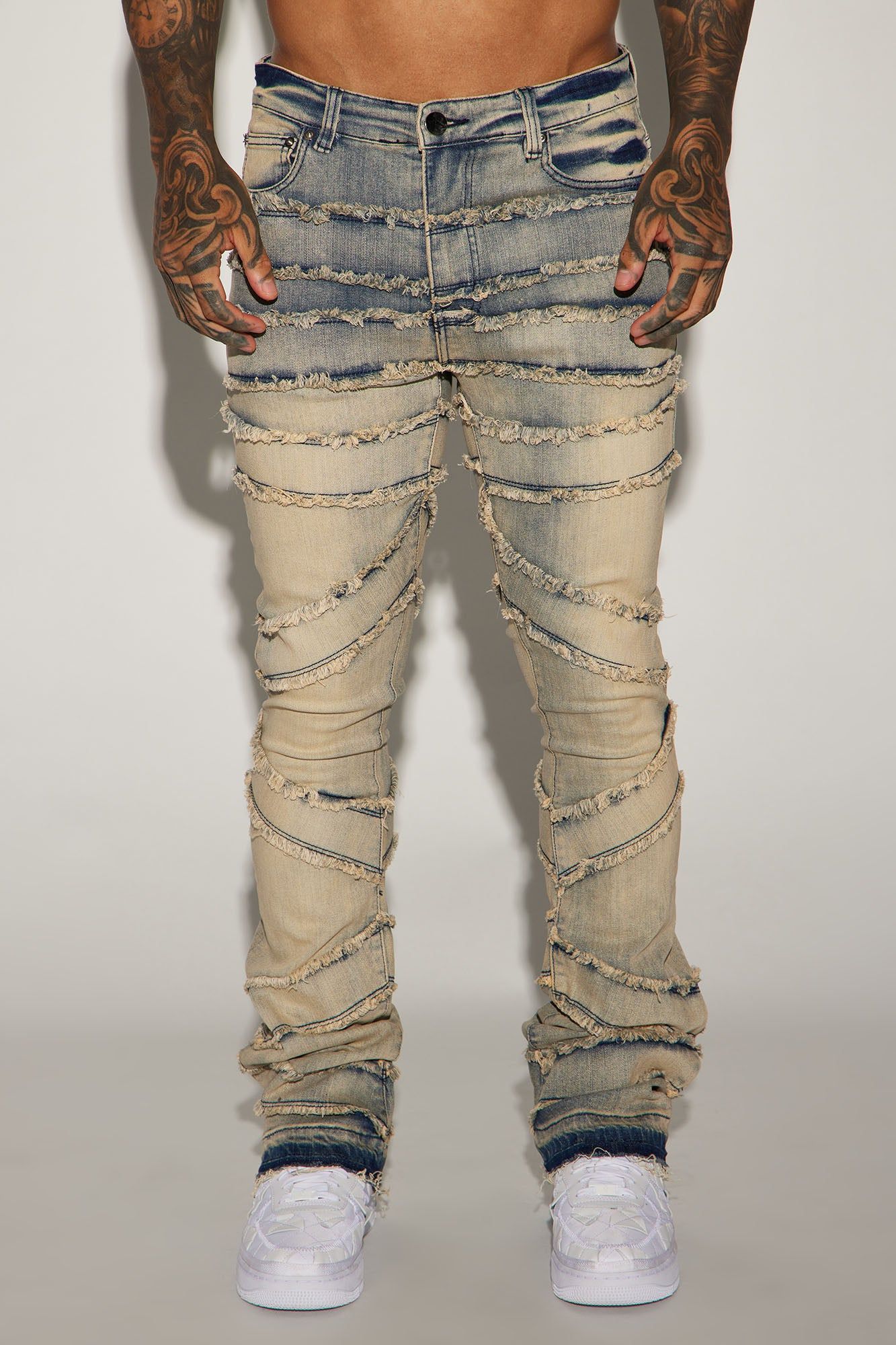 In All Ways Fray Stacked Skinny Flare Jeans - Medium Wash sold by Fashion Nova product image thumbnail 3
