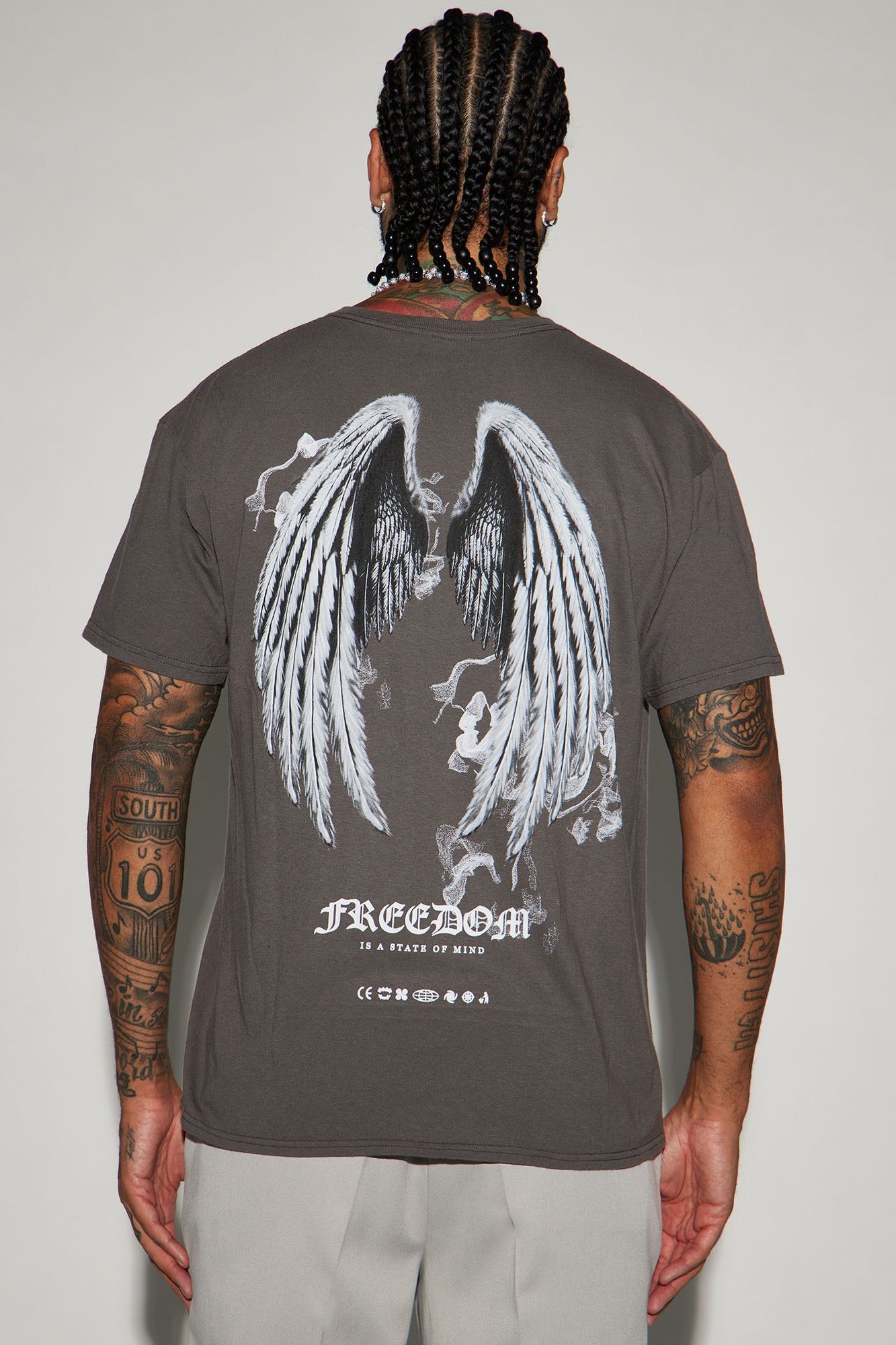 Freedom Is A State Of Mind Short Sleeve Tee - Charcoal sold by Fashion Nova product image thumbnail 4