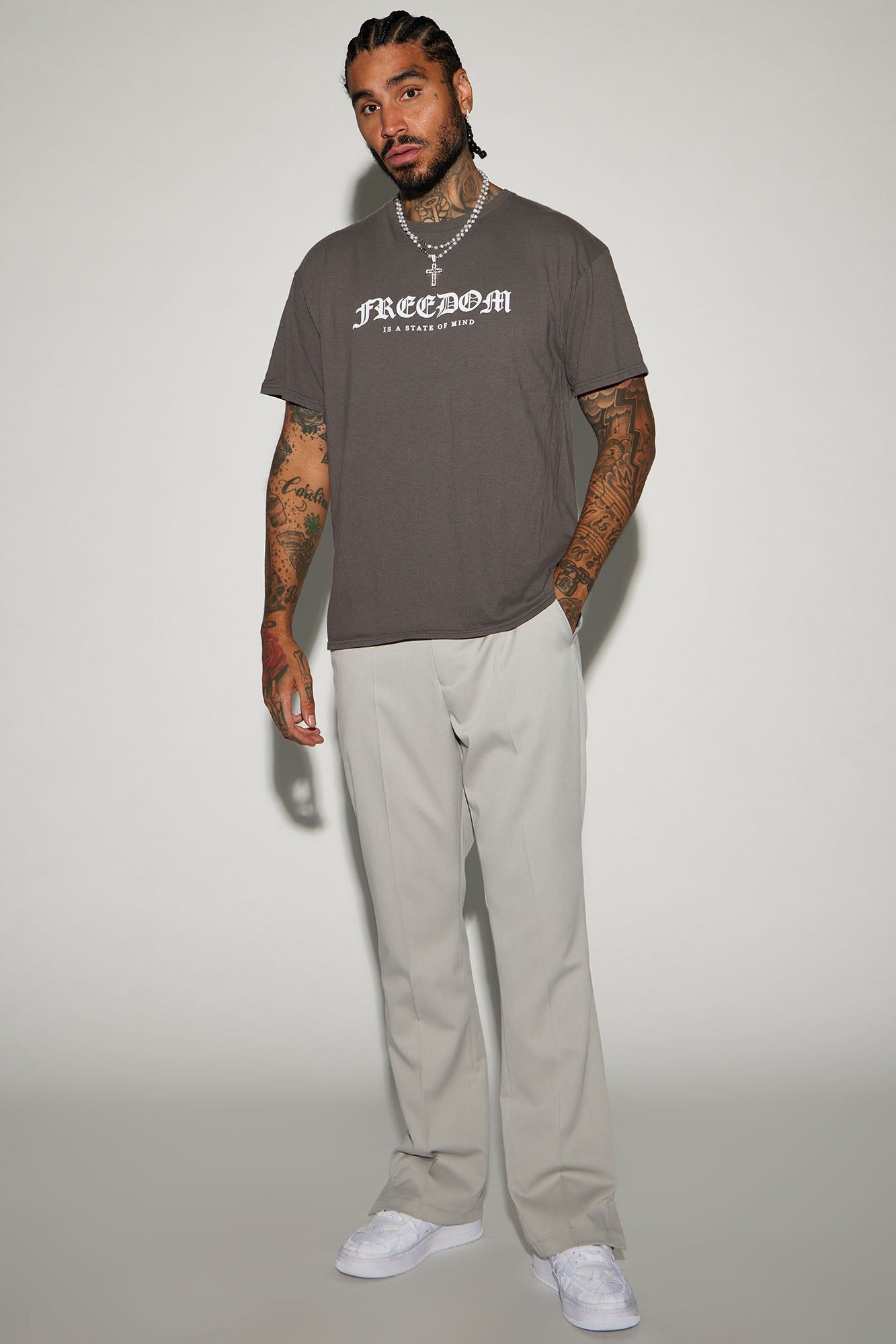Freedom Is A State Of Mind Short Sleeve Tee - Charcoal sold by Fashion Nova product image thumbnail 2