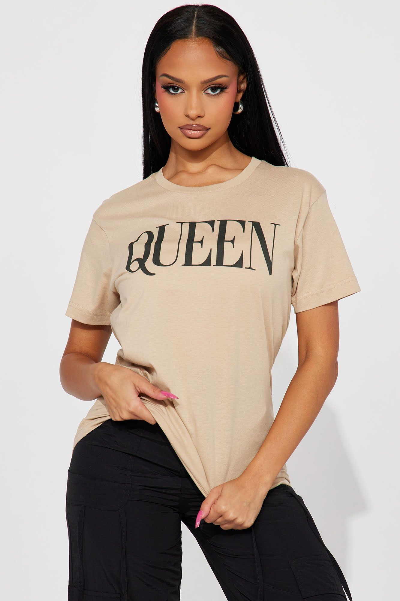Fit For A Queen Tee - Sand sold by Fashion Nova