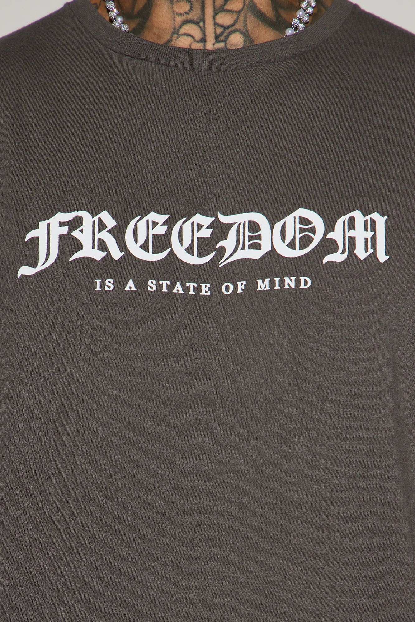 Freedom Is A State Of Mind Short Sleeve Tee - Charcoal sold by Fashion Nova product image thumbnail 3