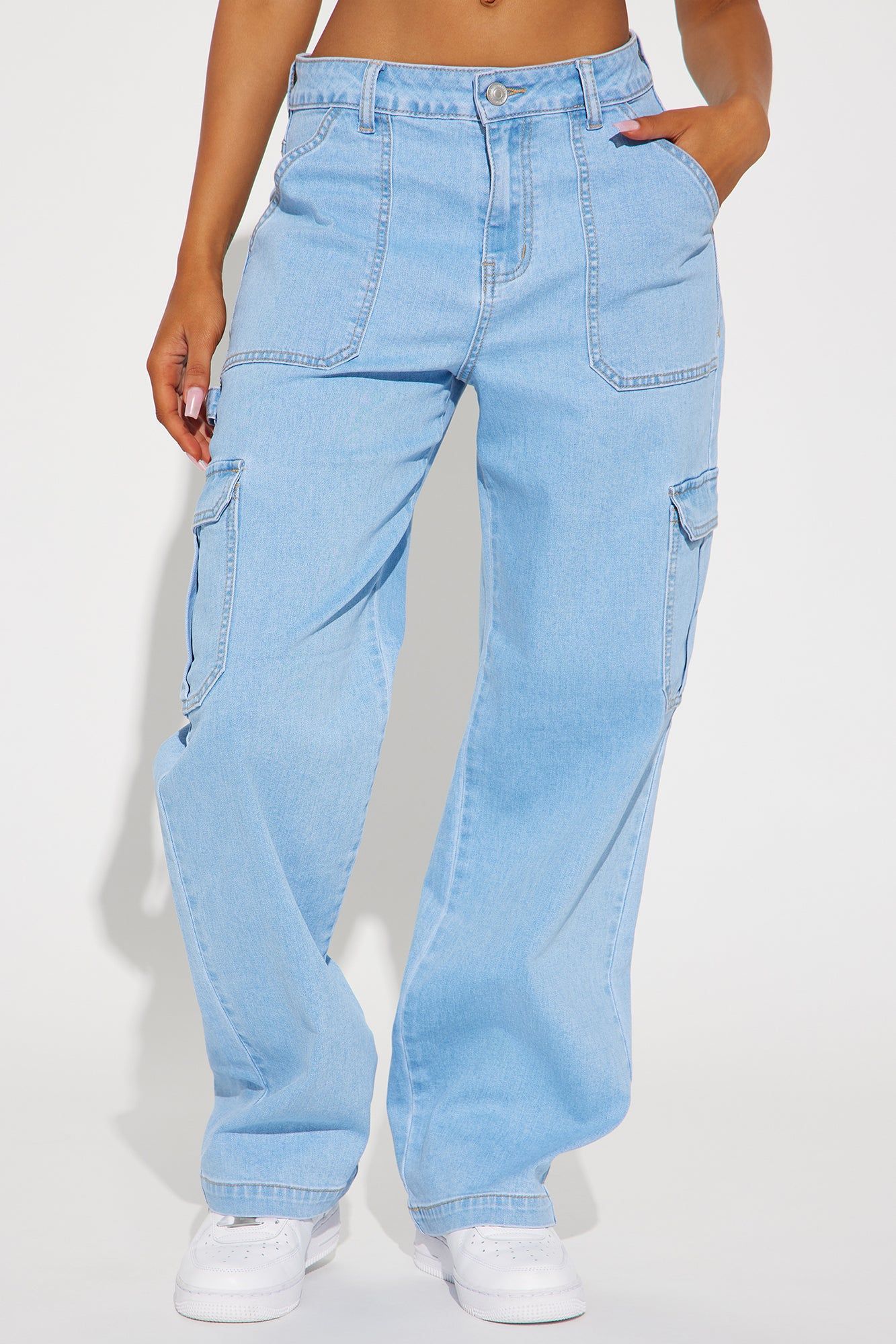 How You Do It Stretch Cargo Jeans - Light Wash sold by Fashion Nova product image thumbnail 2