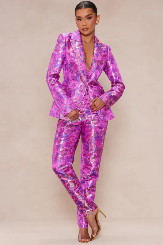 Violeta Satin Pant Suit Set - Pink/combo sold by Fashion Nova