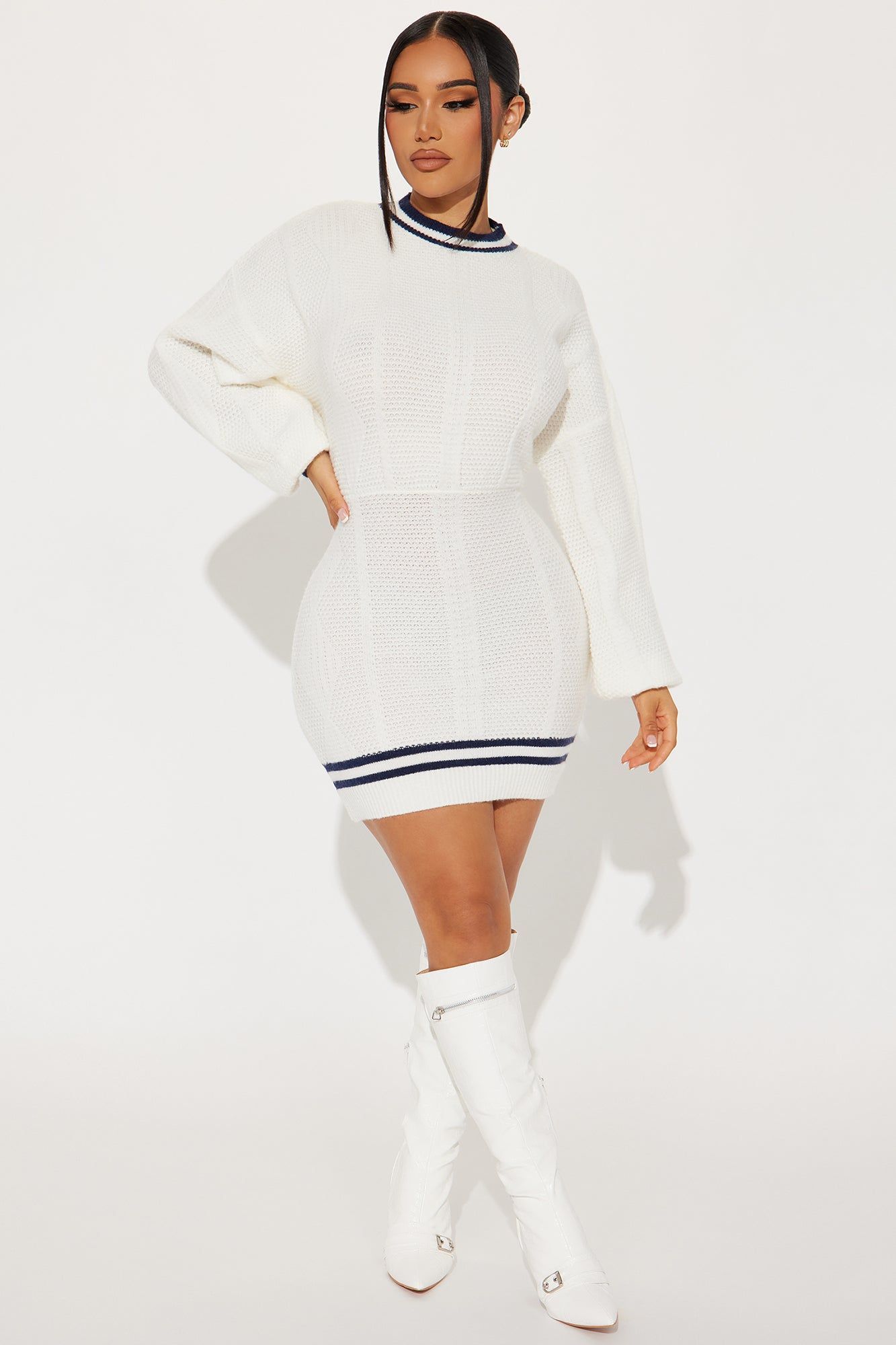 Elle Sweater Mini Dress - Cream/combo sold by Fashion Nova product image thumbnail 2
