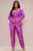 Violeta Satin Pant Suit Set - Pink/combo sold by Fashion Nova