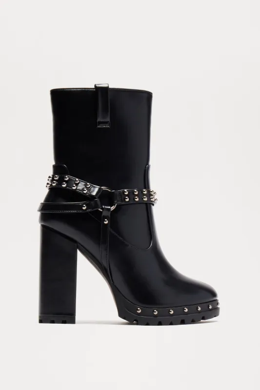 Kandace Studded Platform Booties - Black sold by Fashion Nova