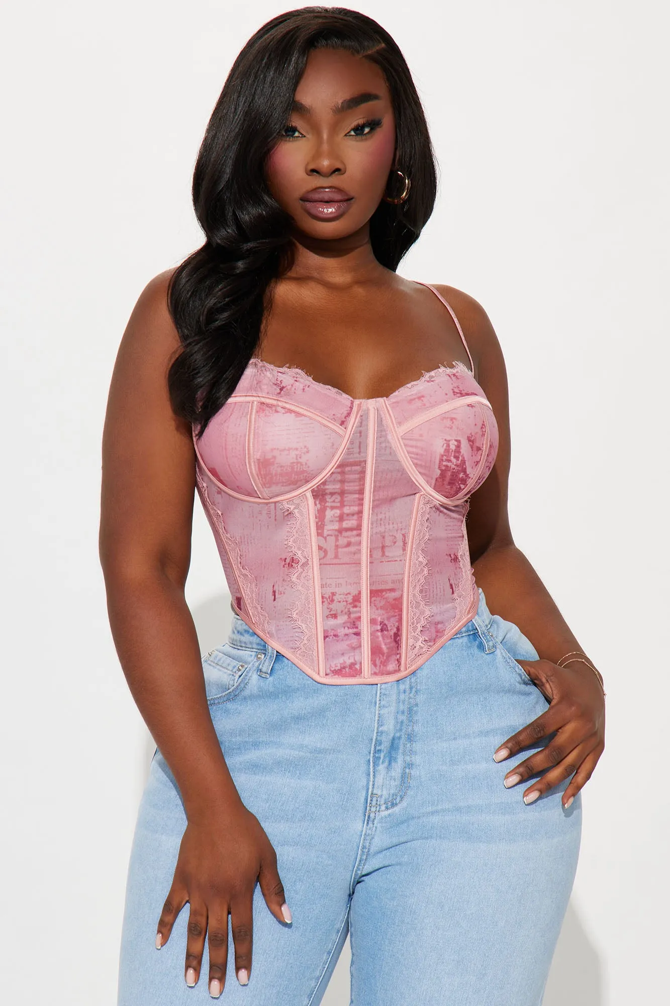 You've Got The Love Mesh Corset Top - Pink/combo sold by Fashion Nova product image thumbnail 4
