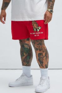 Live And Die In LA Swim Trunks - Red sold by Fashion Nova