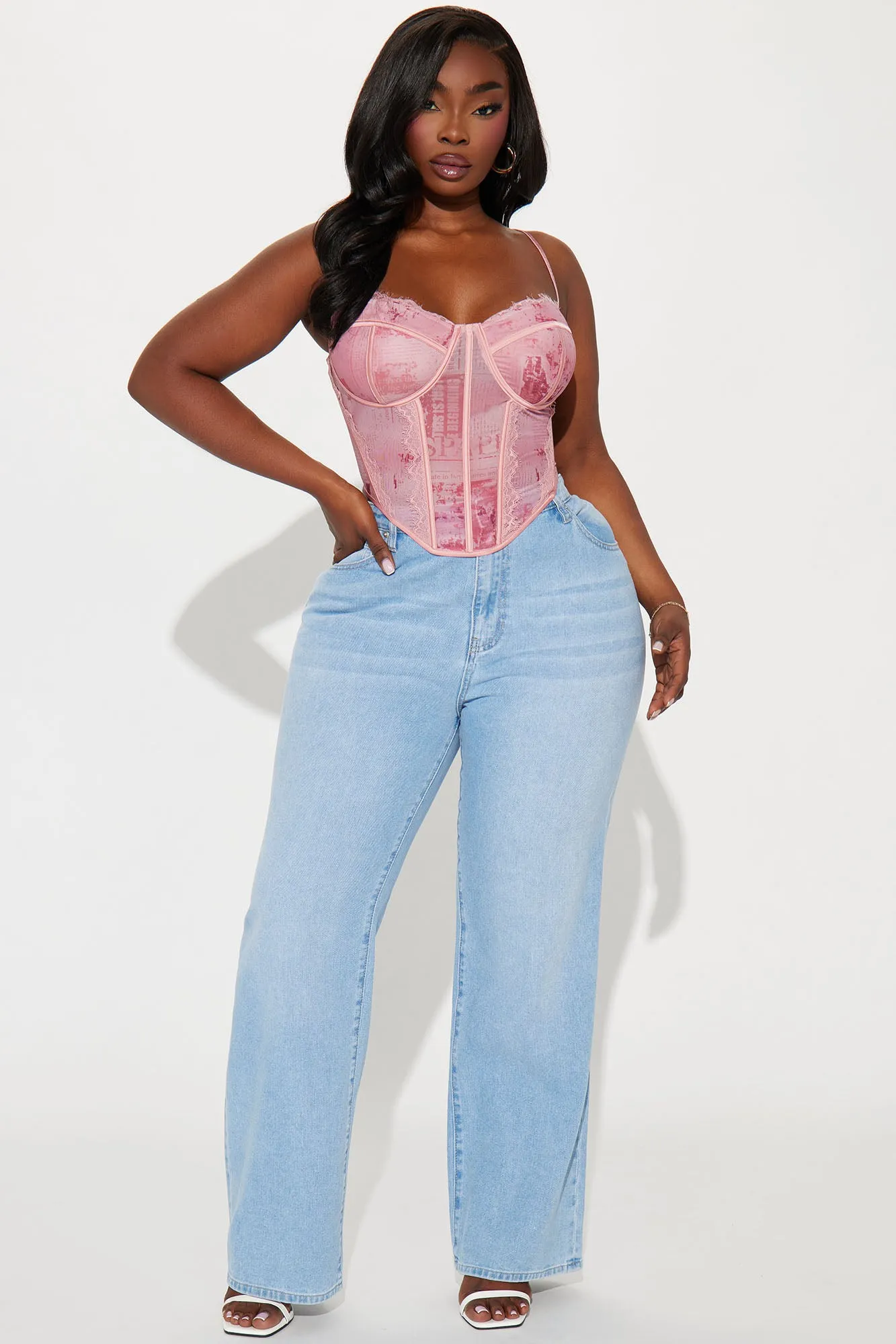 You've Got The Love Mesh Corset Top - Pink/combo sold by Fashion Nova product image thumbnail 5
